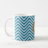 Mug Motif chevron chocolat et sarcelle avec monogramme (Gauche)