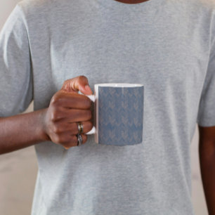 Mug Motif Chevron en arête de hareng Bleu Rétro