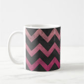Mug Motif chevron gris foncé ombré rose magenta rouge (Gauche)