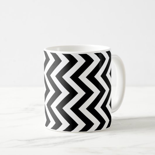 Mug Motif Chevron moyen vertical noir et blanc (Devant droit)
