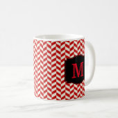 Mug Motif Chevron rouge et blanc Herringbone (Devant droit)
