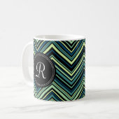 Mug Motif Chevron Tribal Tribal Noir Monogramme (Devant gauche)