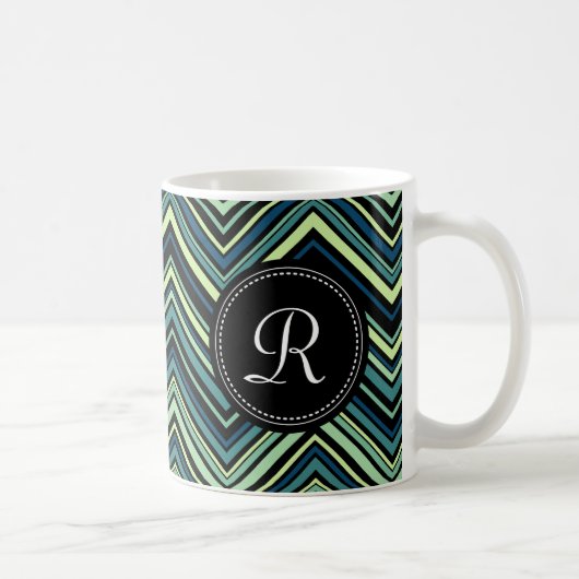 Mug Motif Chevron Tribal Tribal Noir Monogramme (Droite)