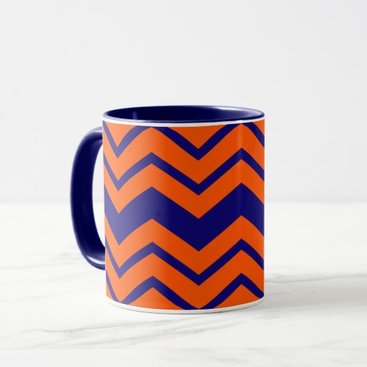 Mug Motif chevron zigzag bleu orange (Devant gauche)