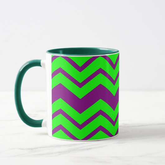 Mug Motif chevron zigzag vert violet  (Gauche)