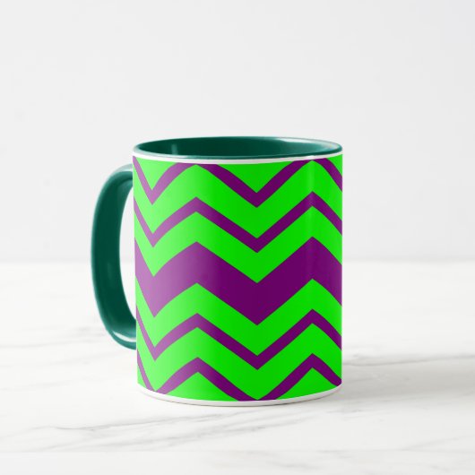 Mug Motif chevron zigzag vert violet (Devant gauche)