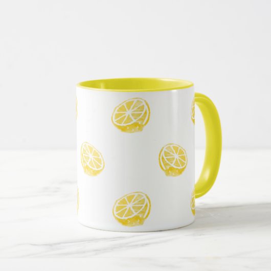 Mug Motif citron aquarelle (Devant droit)