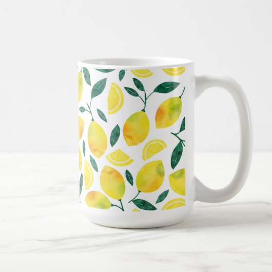 Mug Motif citron jaune aquarelle (Droite)