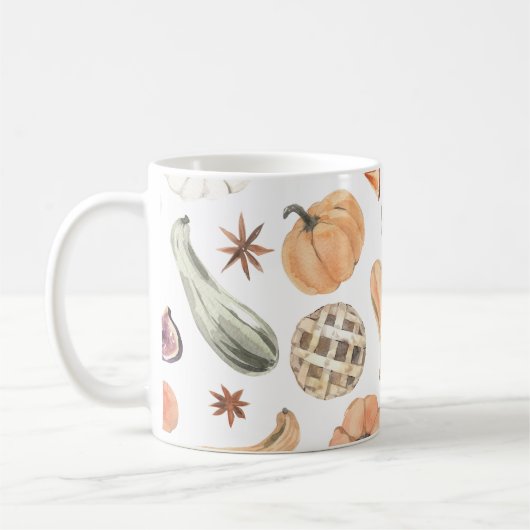 Mug Motif Citrouille couleur aquarelle | Vibes d'autom (Gauche)