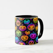 Mug Motif Citrouille d'Halloween brillant et multicolo (Devant droit)