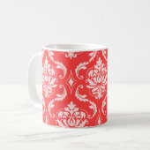 Mug Motif classique rouge de corail de damassé (Devant gauche)