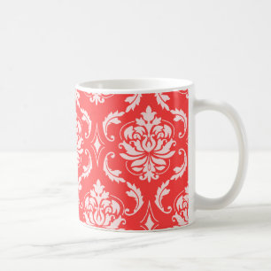 Mug Motif classique rouge de corail de damassé