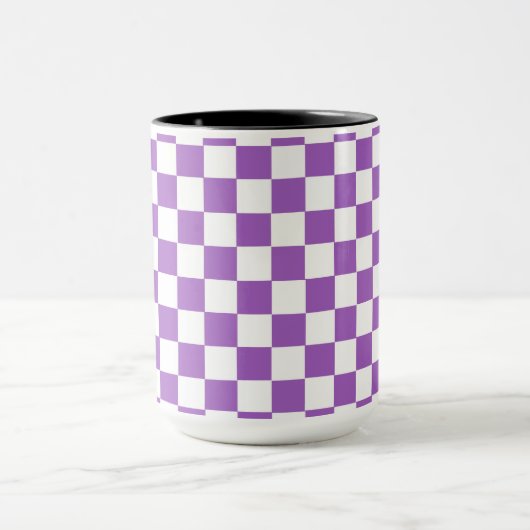 Mug Motif classique violet et blanc À damiers (Centre)