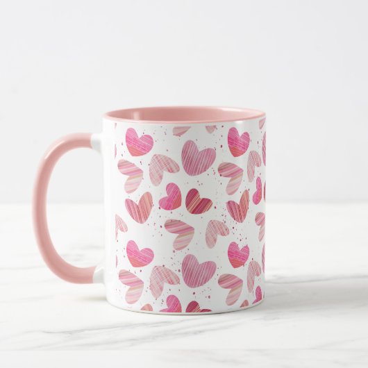 Mug Motif Coeur mignon rose et rouge (Gauche)