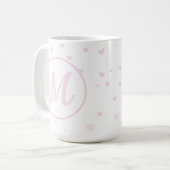 Mug Motif Coeur rose Fille Romantique Monogramme (Devant gauche)