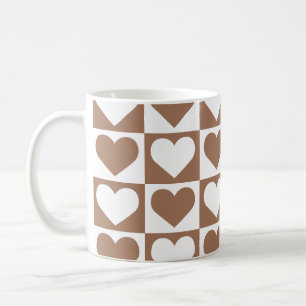 Mug Motif Coeurs de tableau de bord - Brown et blanc