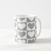 Mug Motif Coeurs de tableau de bord - gris et blanc (Devant droit)
