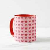 Mug Motif Cœurs Roses et Rubans Doux (Devant gauche)
