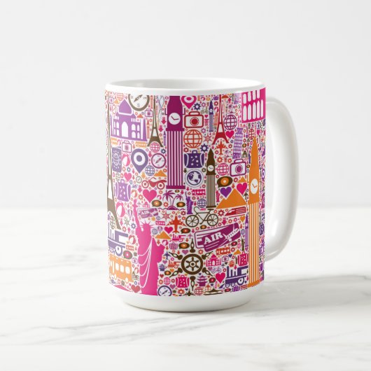 Mug Motif coloré du monde (Devant droit)