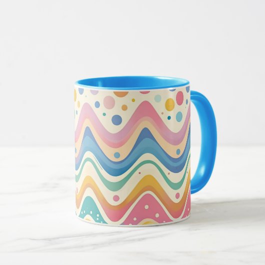 Mug Motif coloré Wavy Chevron Zigzag (Devant droit)
