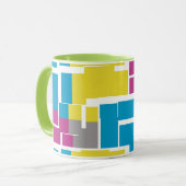 Mug Motif cool violet bleu jaune gris (Devant gauche)