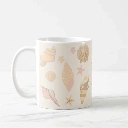 Mug Motif Coquilles Beige (Gauche)