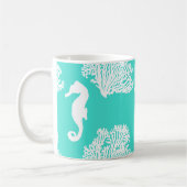 Mug Motif Côtier Turquoise Et Blanc (Gauche)