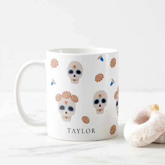Mug Motif crâne à sucre | Halloween moderne (Avec donut)