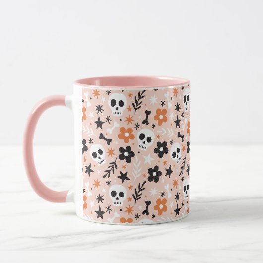 Mug Motif crâne de fleurs (Gauche)