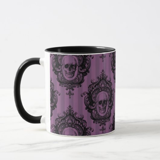 Mug Motif crâne sur bandes verticales violettes Hallow (Gauche)