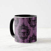 Mug Motif crâne sur bandes verticales violettes Hallow (Devant gauche)