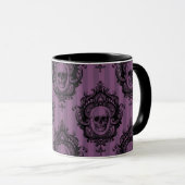 Mug Motif crâne sur bandes verticales violettes Hallow (Devant droit)
