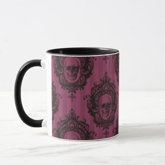 Mug Motif crâne sur les bandes verticales roses Hallow (Gauche)