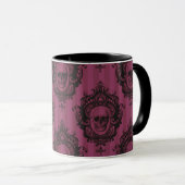 Mug Motif crâne sur les bandes verticales roses Hallow (Devant droit)