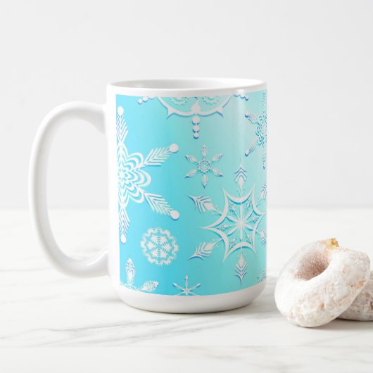 Mug Motif Crystal Snowflakes (Avec donut)