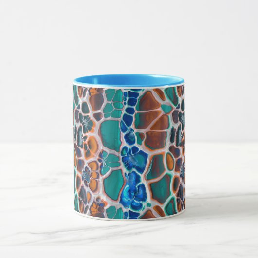 Mug Motif d'abstraction en verre Turquoise orange (Centre)