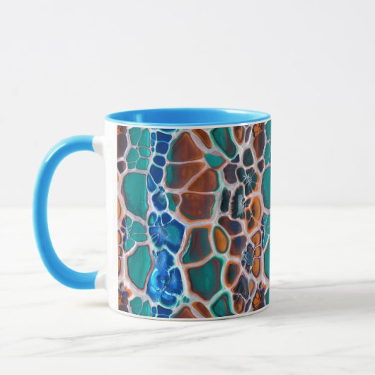 Mug Motif d'abstraction en verre Turquoise orange (Gauche)