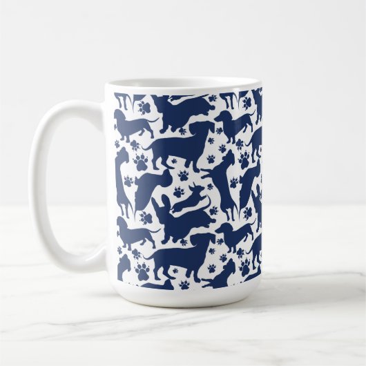 Mug Motif Dachshund Bleu Jeter Tapisserie (Gauche)