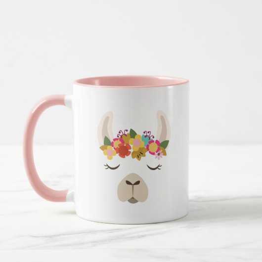 Mug Motif d'alpaga et de fleurs (Gauche)