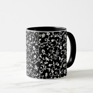 Mug Motif Damas victorien, noir et blanc,