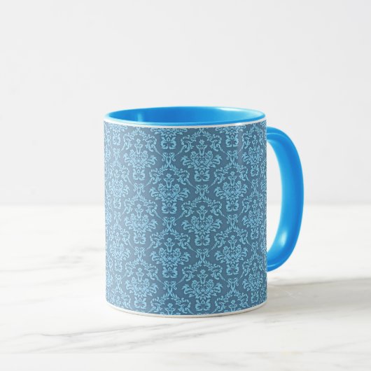 Mug Motif Damassé Bleu (Devant droit)