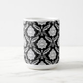 Mug Motif Damassé Rococo Blanc sur Noir (Centre)