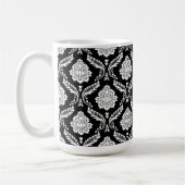 Mug Motif Damassé Rococo Blanc sur Noir (Gauche)