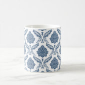 Mug Motif Damassé Rococo Bleu sur Fond Blanc (Centre)