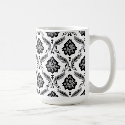 Mug Motif Damassé Rococo Gris Noir Blanc (Droite)