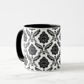 Mug Motif Damassé Rococo Noir sur Blanc (Devant gauche)