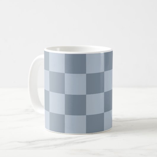 Mug Motif damier bleu poudre minimaliste (Devant gauche)