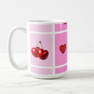 Mug Motif Damier Cœur Cerise Personnalisé