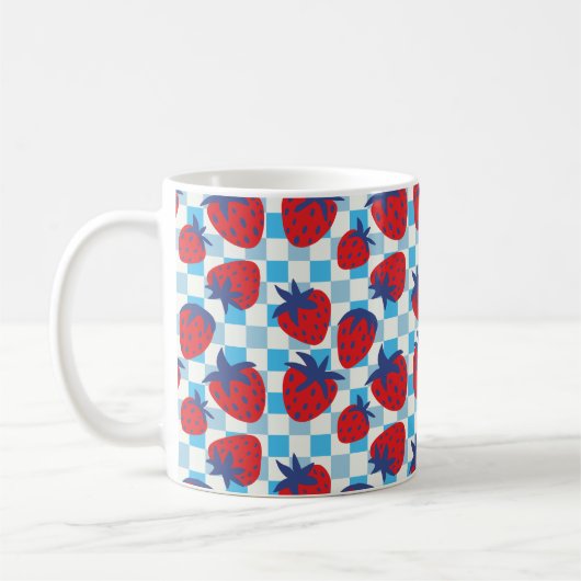 Mug Motif damier fraise gras (Gauche)