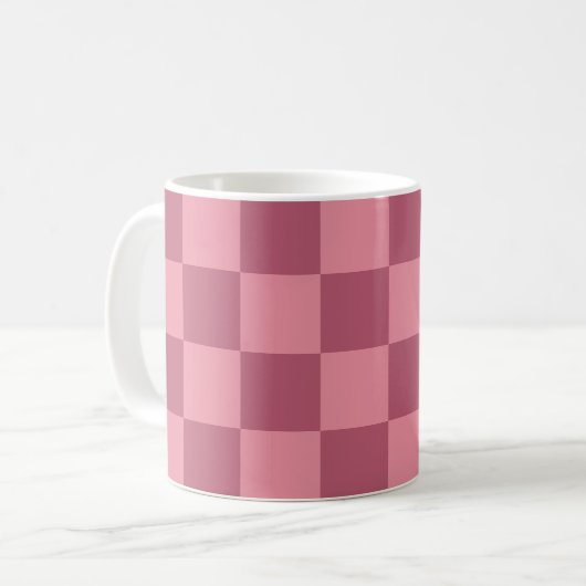 Mug Motif damier rose minimaliste (Devant gauche)